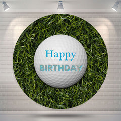 Lofaris Golf Ball Green Grass Happy Birthday Round Backdrop