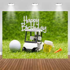 Lofaris Golf Toy Car Bears Grassland Bokeh Birthday Backdrop