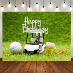 Lofaris Golf Toy Car Bears Grassland Bokeh Birthday Backdrop
