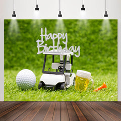 Lofaris Golf Toy Car Bears Grassland Bokeh Birthday Backdrop
