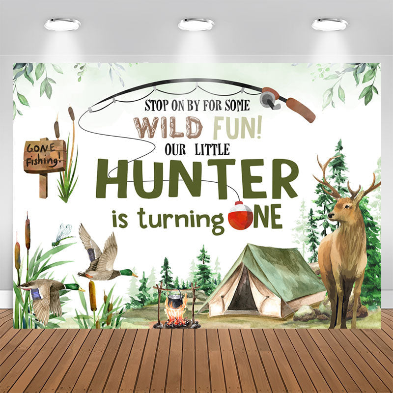 Lofaris Gone Fishing Wild Fun Hunter 1st Birthday Backdrop