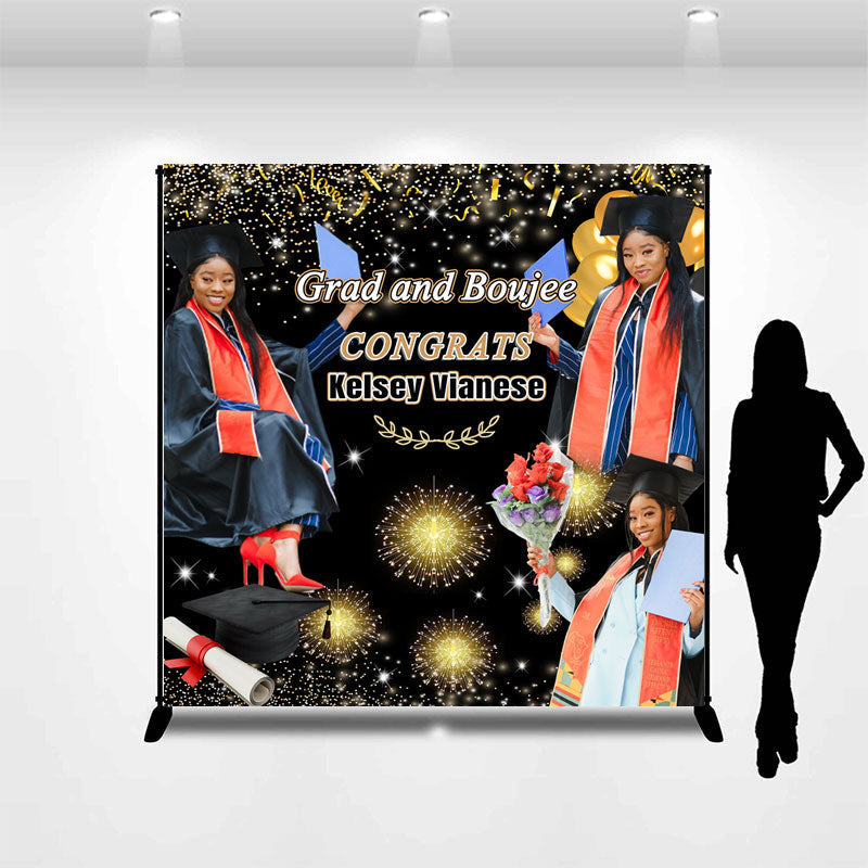 Lofaris Grad And Boujee Custom Photo Congrats Backdrop
