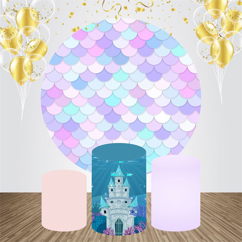 Lofaris Gradient Mermaid Castle Circle Birthday Backdrop Kit
