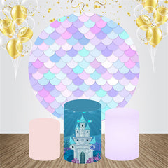 Lofaris Gradient Mermaid Castle Circle Birthday Backdrop Kit