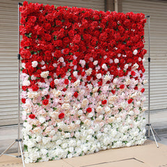 Lofaris Gradient Red White Artificial Flower Wall Party Decor