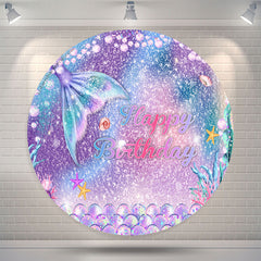 Lofaris Gradient Sparkling Mermaid Round Birthday Backdrop