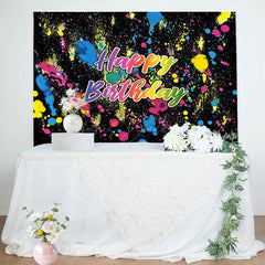 Lofaris Graffiti Black Happy Birthday Backdrop for Party