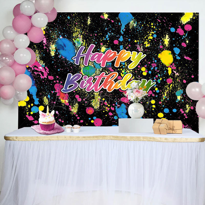 Lofaris Graffiti Black Happy Birthday Backdrop for Party