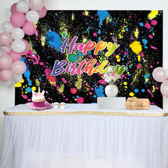Lofaris Graffiti Black Happy Birthday Backdrop for Party