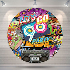 Lofaris Graffiti Lets Go 90 Birthday Party Round Backdrop