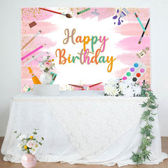 Lofaris Graffiti Pink Glitter Happy Birthday Backdrop