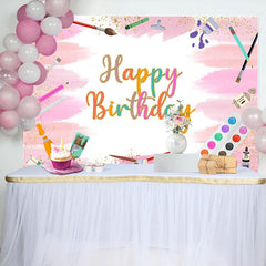 Lofaris Graffiti Pink Glitter Happy Birthday Backdrop