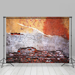 Lofaris Graffiti Shabby Red Orange Brick Photoshoot Backdrop