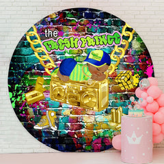 Lofaris Graffiti Wall Gold Hip Hop Round Baby Shower Backdrop