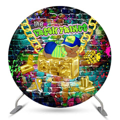 Lofaris Graffiti Wall Gold Hip Hop Round Baby Shower Backdrop