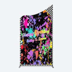 Lofaris Graffiti White Black Plaid Arch Birthday Backdrop