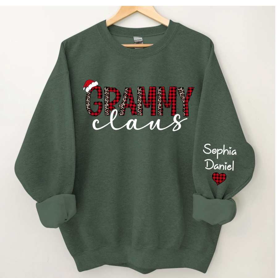 Lofaris Grammy Claus And Kids Customized Name Sweatshirt