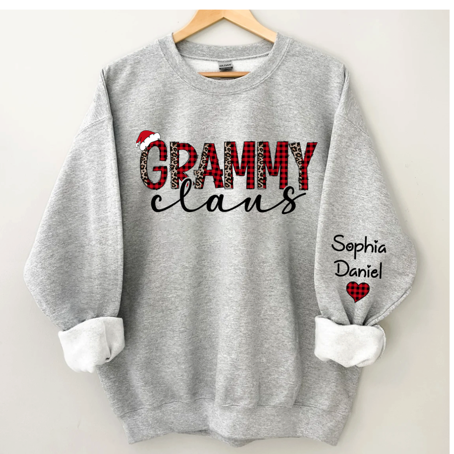Lofaris Grammy Claus And Kids Customized Name Sweatshirt