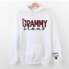 Lofaris Grammy Claus Checked Leopard Custom Name Hoodie