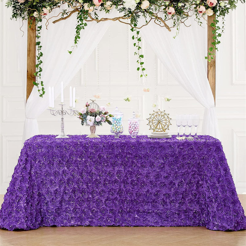 Lofaris Grandiose Rosette 3D Satin Rectangle Tablecloth