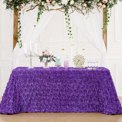 Lofaris Grandiose Rosette 3D Satin Rectangle Tablecloth