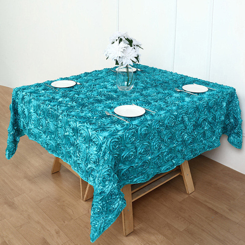 Lofaris Grandiose Rosette 3D Satin Rectangle Tablecloth