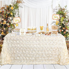 Lofaris Grandiose Rosette 3D Satin Rectangle Tablecloth