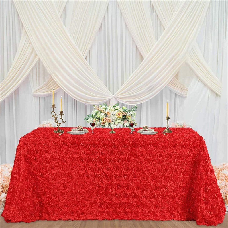 Lofaris Grandiose Rosette 3D Satin Rectangle Tablecloth