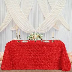 Lofaris Grandiose Rosette 3D Satin Rectangle Tablecloth
