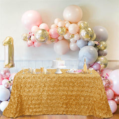 Lofaris Grandiose Rosette 3D Satin Rectangle Tablecloth