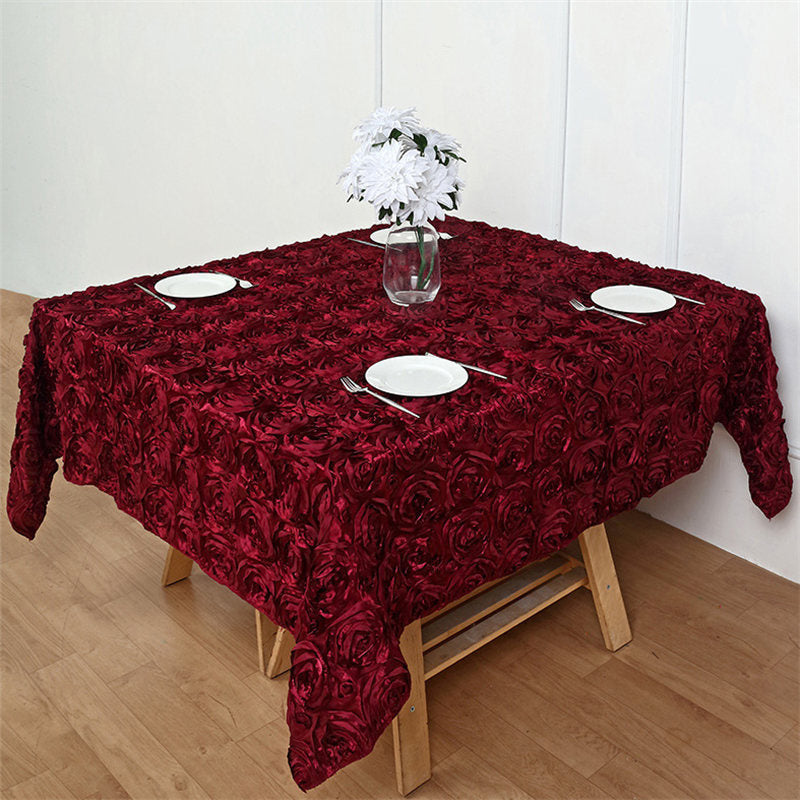 Lofaris Grandiose Rosette 3D Satin Rectangle Tablecloth