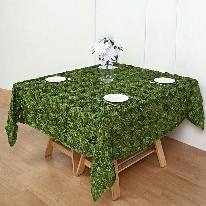 Lofaris Grandiose Rosette 3D Satin Rectangle Tablecloth