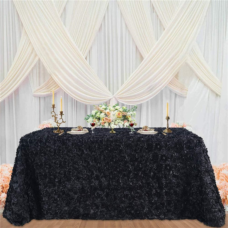 Lofaris Grandiose Rosette 3D Satin Rectangle Tablecloth
