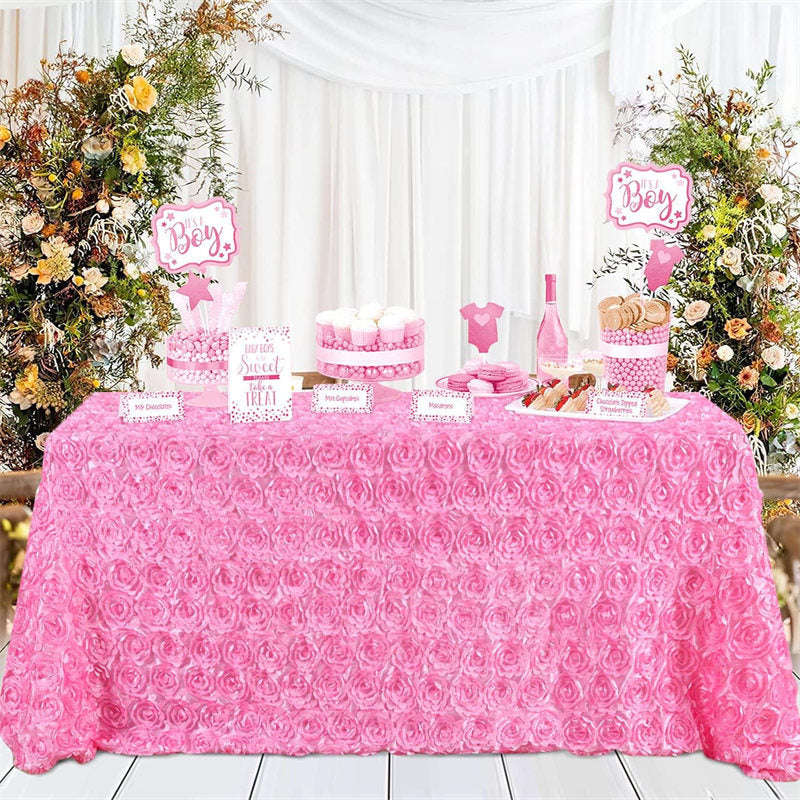 Lofaris Grandiose Rosette 3D Satin Rectangle Tablecloth