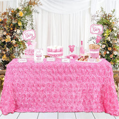 Lofaris Grandiose Rosette 3D Satin Rectangle Tablecloth