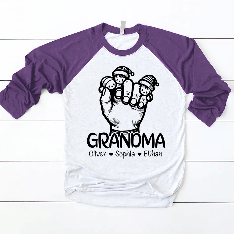 Lofaris Grandkid Hand Christmas Custom Name Baseball Shirt