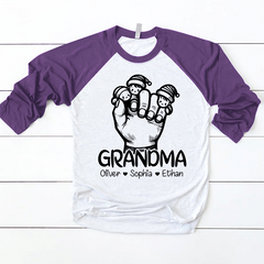 Lofaris Grandkid Hand Christmas Custom Name Baseball Shirt