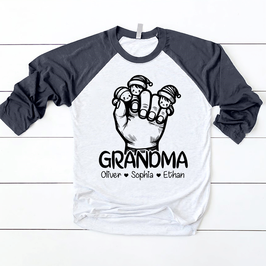 Lofaris Grandkid Hand Christmas Custom Name Baseball Shirt