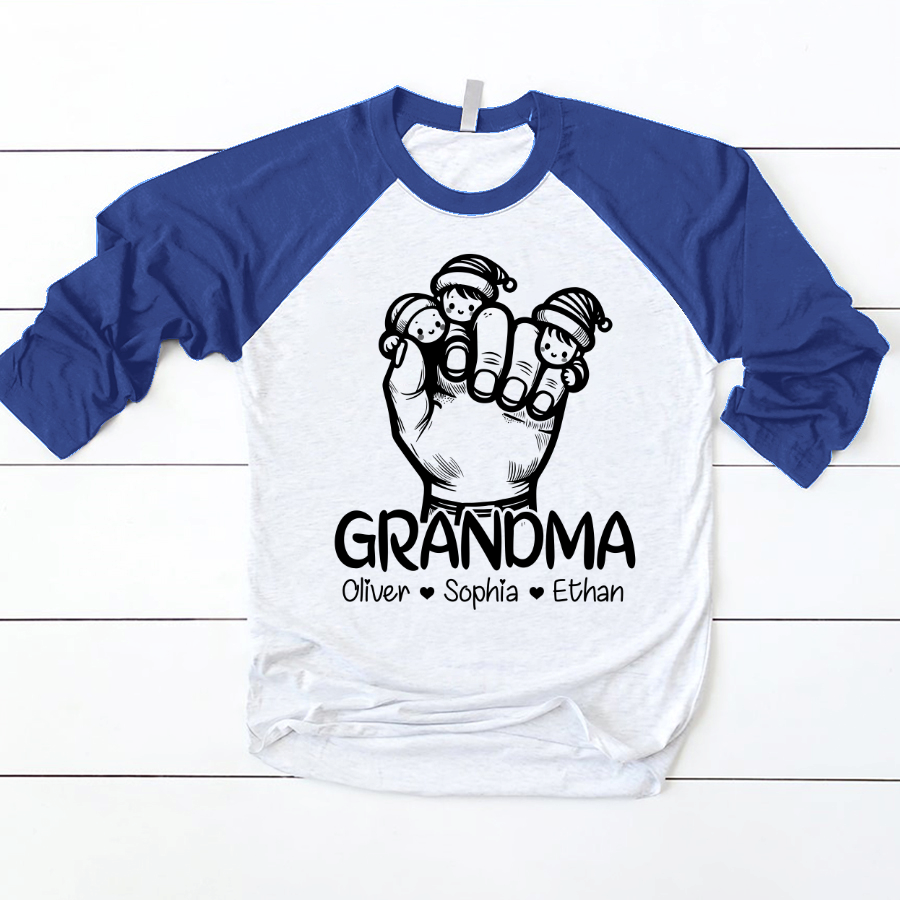 Lofaris Grandkid Hand Christmas Custom Name Baseball Shirt