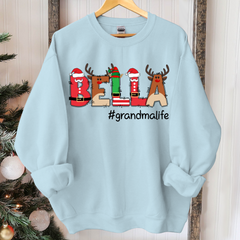 Lofaris Grandkid Names And Grandma Life Christmas Sweatshirt