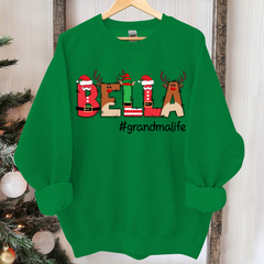 Lofaris Grandkid Names And Grandma Life Christmas Sweatshirt