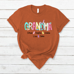 Lofaris Grandma And Grandkids Custom Easter Bunny T-Shirt
