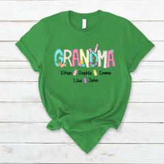Lofaris Grandma And Grandkids Custom Easter Bunny T-Shirt