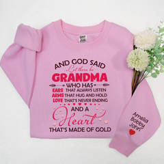 Lofaris Grandma And Grandkids On Sleeve Custom Sweatshirt