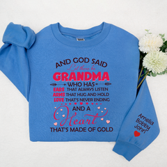 Lofaris Grandma And Grandkids On Sleeve Custom Sweatshirt