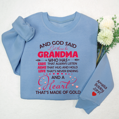 Lofaris Grandma And Grandkids On Sleeve Custom Sweatshirt
