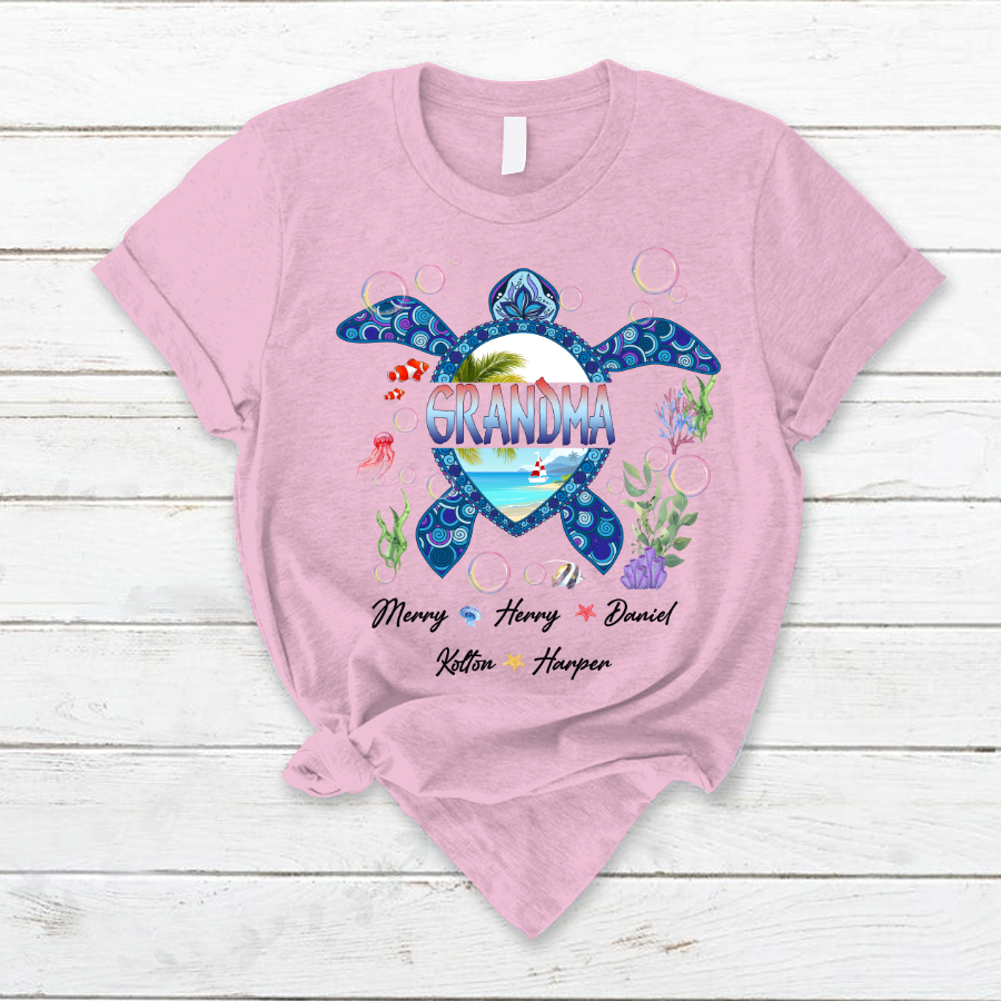 Lofaris Grandma and Grandkids Turtle Mothers Day T-Shirt