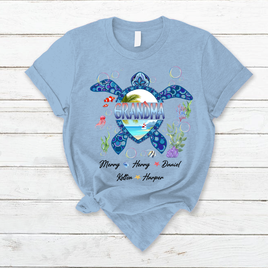 Lofaris Grandma and Grandkids Turtle Mothers Day T-Shirt