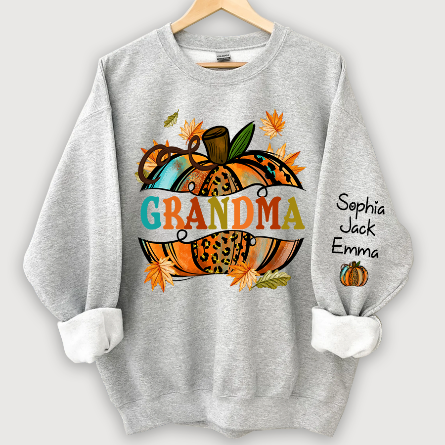 Lofaris Grandma Autumn Pumpkin Grandkids Custom Sweatshirt