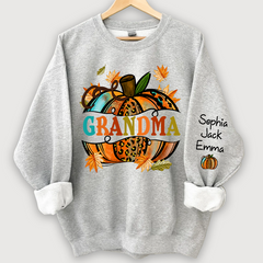 Lofaris Grandma Autumn Pumpkin Grandkids Custom Sweatshirt